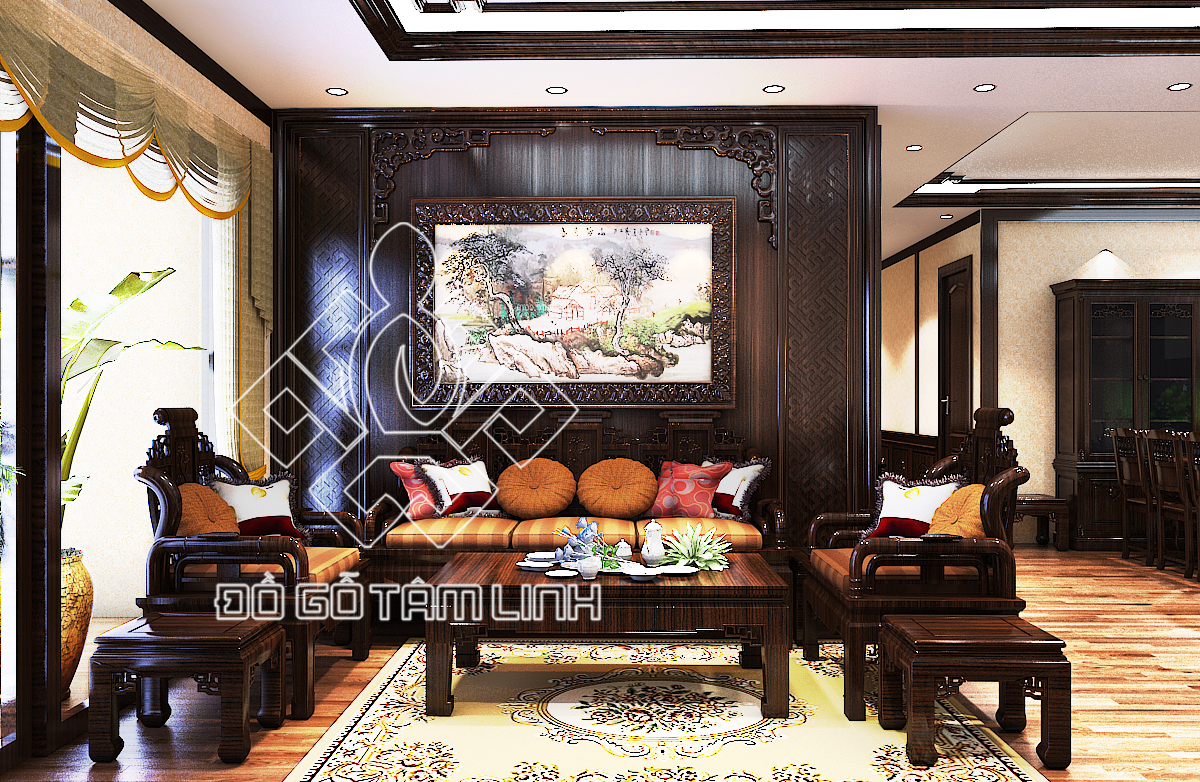 Thiết kế nội thất phòng khách mang phong cách tân cổ điển