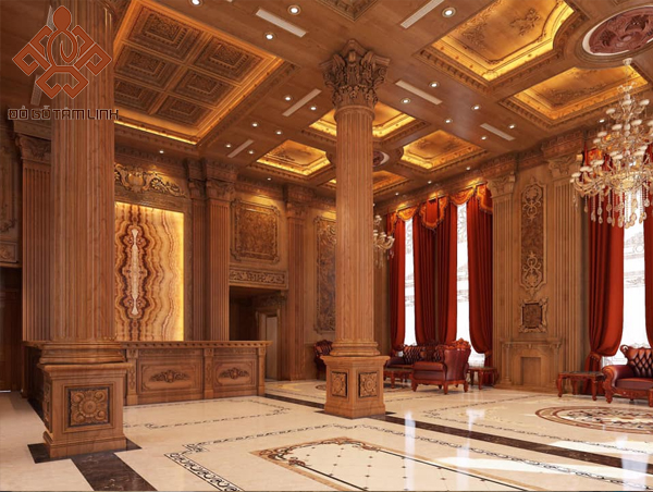 Thiết kế nội thất hoàng gia bằng gỗ tự nhiên
