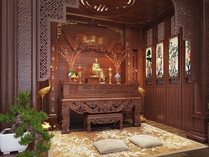 Phòng thờ gỗ phong cách tân cổ điển